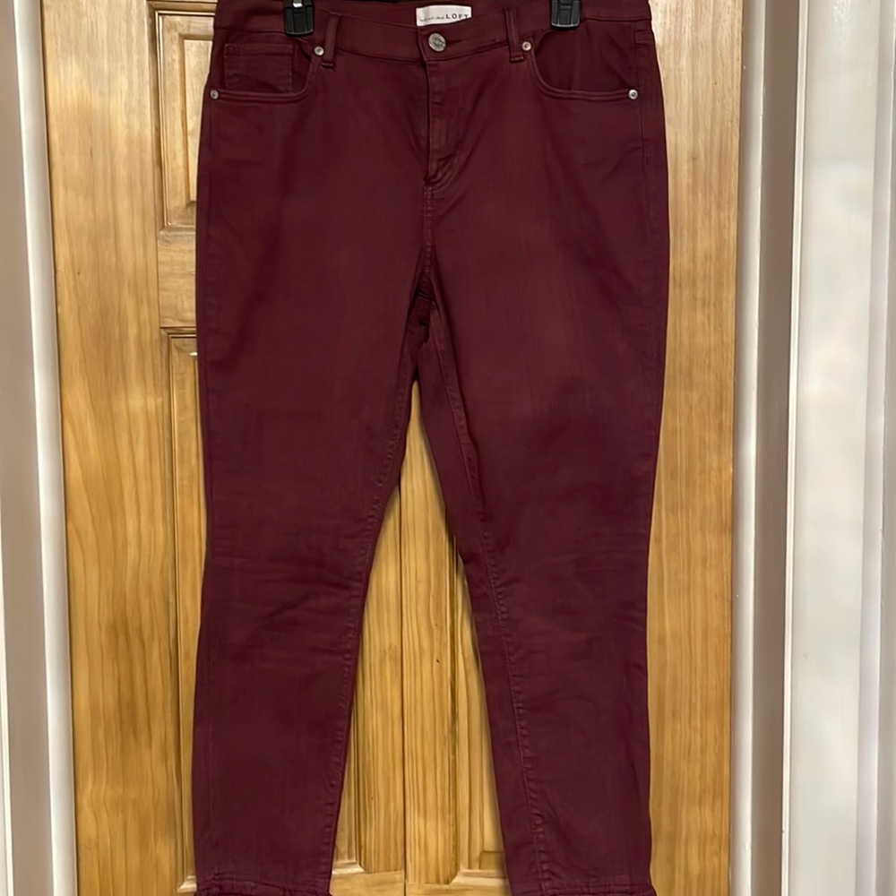 Loft, Burgundy jeans, Size 12